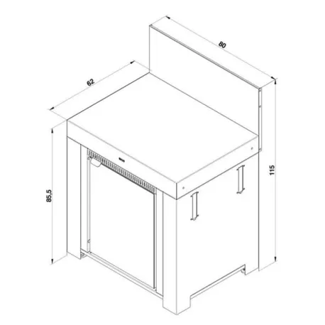 Cucina da esterno - Modulo - Frigo Lt.75 Cm.80, Grigio scuro - Eno