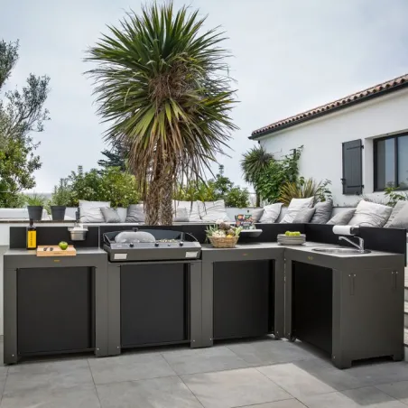 Cucina da esterno - Modulo - Pannello angolare per Modulo Cm.60, Grigio scuro - Eno