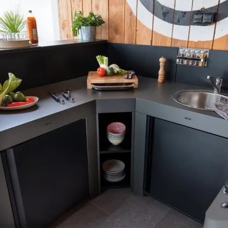 Cucina da esterno - Modulo - Angolare Cm.80, Grigio scuro - Eno