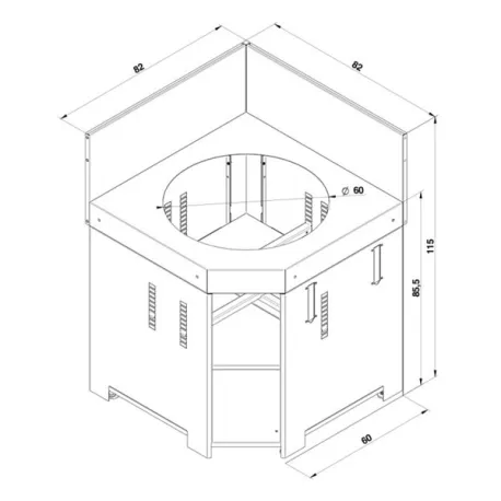 Cucina da esterno - Modulo - Angolare per Kamado Medium e large Cm.80, Grigio scuro - Eno