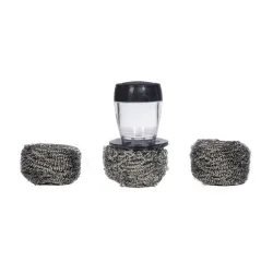 Set di 3 spugne inox con supporto - Eno