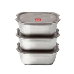 Lunch Box rettangolare in acciaio per microonde multifunzione 3 pezzi Ml.600 - Black+Blum