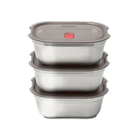 Lunch Box rettangolare in acciaio per microonde multifunzione 3 pezzi Ml.600 - Black+Blum