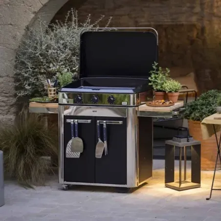 Carrello da esterno - Enosing - Carrello da esterno Cm.80, Nero e inox - Eno