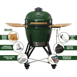 Barbecue kamado a carbone in ceramica verde Zalgiris - Kamado Bono 2