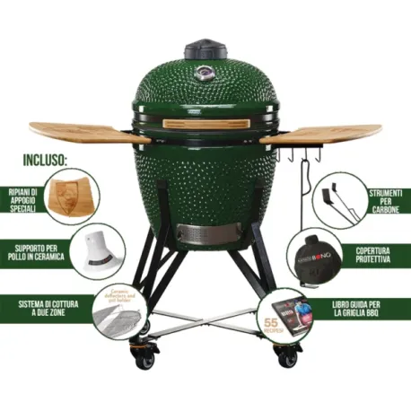 Barbecue kamado a carbone in ceramica verde Zalgiris - Kamado Bono