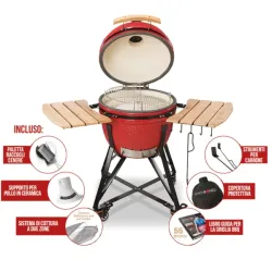 Barbecue kamado a carbone in ceramica rosso Media - Kamado Bono 2