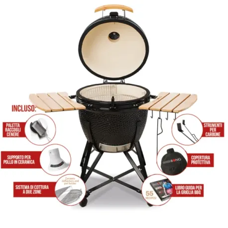 Barbecue kamado a carbone in ceramica nero Grande - Kamado Bono