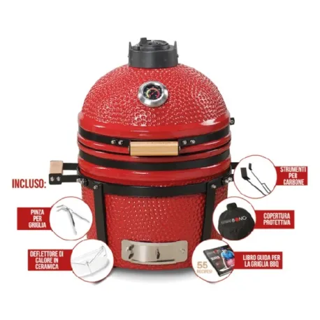 Barbecue kamado a carbone in ceramica rosso Minimo - Kamado Bono