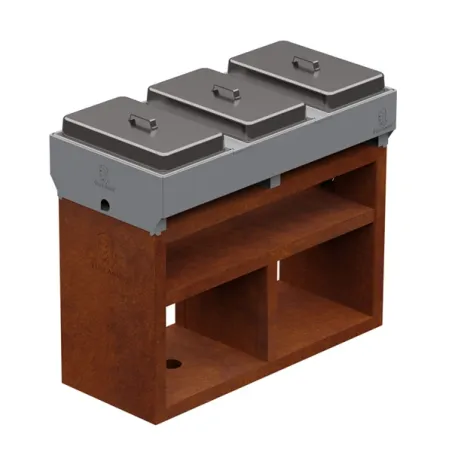 Supporto per vaschette gastro con predisposizione per scaldavivande a fiamma o elettrici - Gastro Pro Extension - Vulcanus