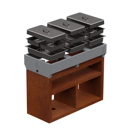 Supporto per vaschette gastro con predisposizione per scaldavivande a fiamma o elettrici - Gastro Pro Extension - Vulcanus