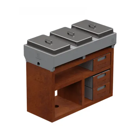 Supporto per vaschette gastro con predisposizione per scaldavivande a fiamma o elettrici - Gastro Pro Extension - Vulcanus