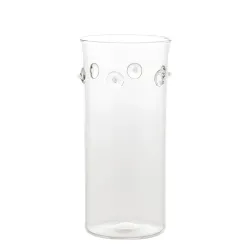 Patea, Vaso cilindro trasparente/bianco - Zafferano