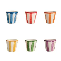 Righe, Confezione bicchierini colori assortiti in ceramica - Zafferano