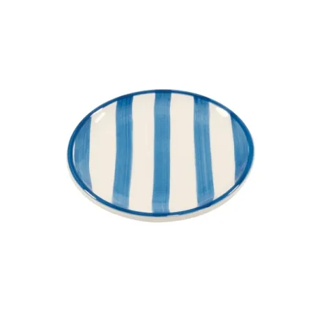 Righe, Piattino azzurro in ceramica - Zafferano