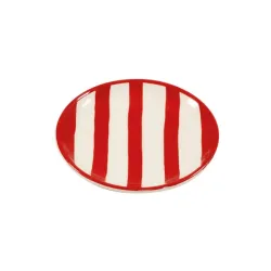 Righe, Piattino rosso in ceramica - Zafferano