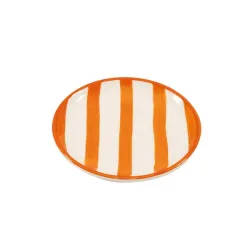 Righe, Piattino arancione in ceramica - Zafferano