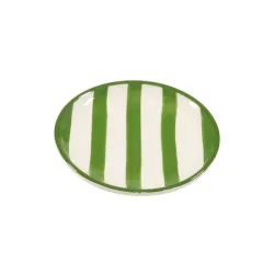 Righe, Piattino verde in ceramica - Zafferano