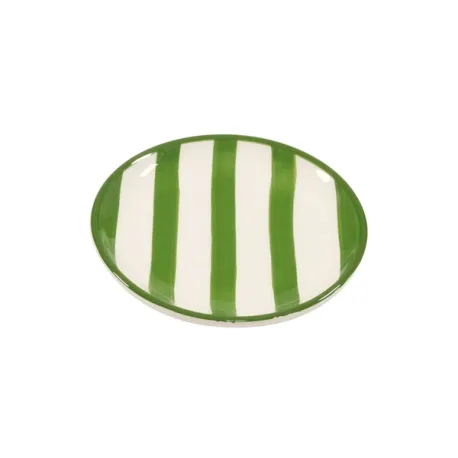 Righe, Piattino verde in ceramica - Zafferano
