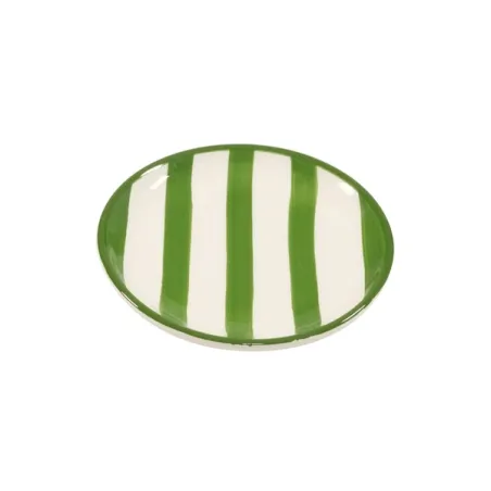 Righe, Piattino verde in ceramica - Zafferano