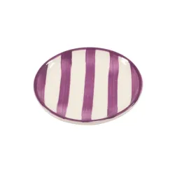 Righe, Piattino viola in ceramica - Zafferano
