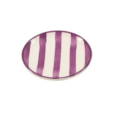 Righe, Piattino viola in ceramica - Zafferano