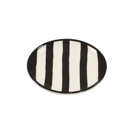 Righe, Piattino nero in ceramica - Zafferano