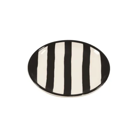 Righe, Piattino nero in ceramica - Zafferano