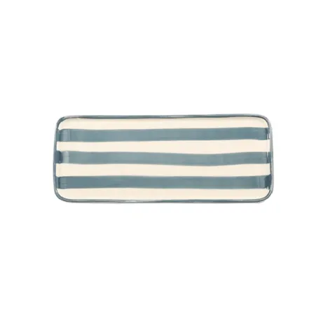 Righe, Piattino rettangolare grigio in ceramica - Zafferano