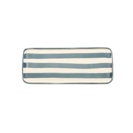 Righe, Piattino rettangolare grigio in ceramica - Zafferano