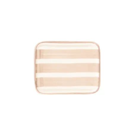 Righe, Piattino rettangolare sabbia in ceramica - Zafferano