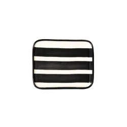 Righe, Piattino rettangolare nero in ceramica - Zafferano