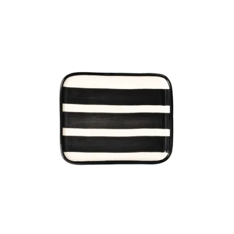 Righe, Piattino rettangolare nero in ceramica - Zafferano