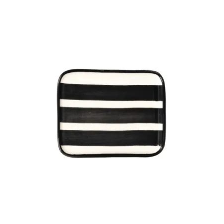 Righe, Piattino rettangolare nero in ceramica - Zafferano