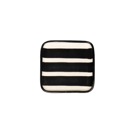 Righe, Piattino quadrato nero in ceramica - Zafferano