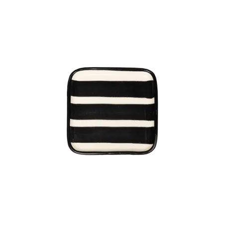 Righe, Piattino quadrato nero in ceramica - Zafferano