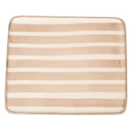 Righe, Piatto rettangolare sabbia in ceramica - Zafferano
