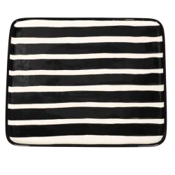 Righe, Piatto rettangolare nero in ceramica - Zafferano