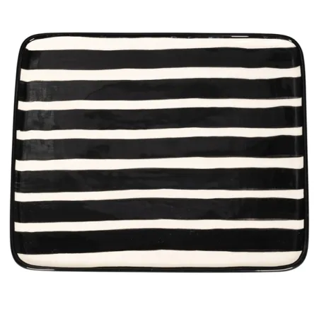 Righe, Piatto rettangolare nero in ceramica - Zafferano
