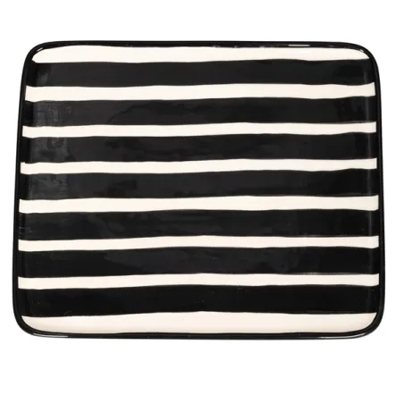 Righe, Piatto rettangolare nero in ceramica - Zafferano
