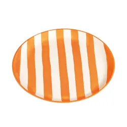 Righe, Piatto piano arancio in ceramica - Zafferano