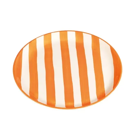 Righe, Piatto piano arancio in ceramica - Zafferano
