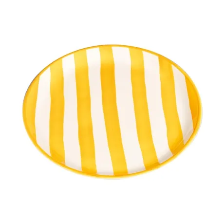 Righe, Piatto piano giallo in ceramica - Zafferano