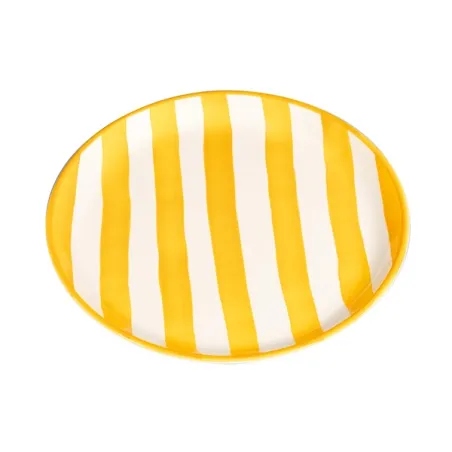 Righe, Piatto piano giallo in ceramica - Zafferano