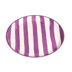 Righe, Piatto piano viola in ceramica - Zafferano