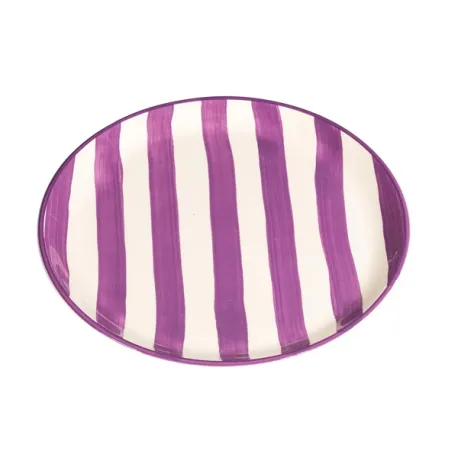 Righe, Piatto piano viola in ceramica - Zafferano