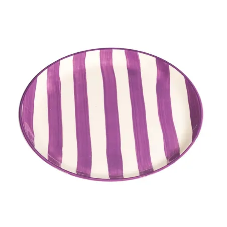 Righe, Piatto piano viola in ceramica - Zafferano