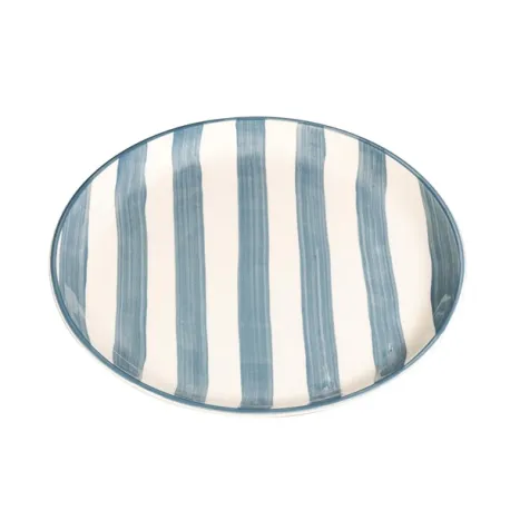 Righe, Piatto piano grigio in ceramica - Zafferano