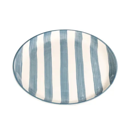 Righe, Piatto piano grigio in ceramica - Zafferano