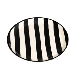 Righe, Piatto piano nero in ceramica - Zafferano